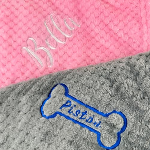 HERSTL Personalisierte Hundedecke, Bestickte Hundedecke Mit Namen Und Geburtsdatum, Kuschelige Pfotenabdruck-Haustierdecke Als Geschenk for Hunde, Welpen, Katzen Und Kätzchen(70X100cm)