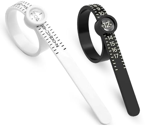 2 Piece Ring Sizer UK and US | Adjustable Ring Sizer with Magnifying Glass | Ring Measurement Tool for Smart Rings | US Ring Sizer (Black) & UK Ring Sizer A-Z (White)