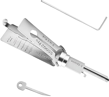 2 In 1 Lockpick,Hauptschlüssel-Decoder Aus Edelstahl,Profi-Qualität Lockpicking Set,Master Key Decoder,Kompakt Und Handlich,Inklusive Schraubenschlüssel Und Zahnkamm