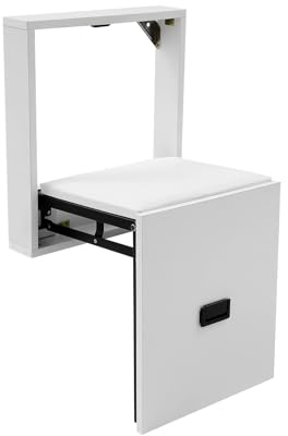 Silla plegable de pared para cambio de zapatos, taburete de ducha, plegable oculto, montaje en pared, con cojín de PVC de hasta 150 kg, para cambio rápido de zapatos o pausas de descanso, se puede