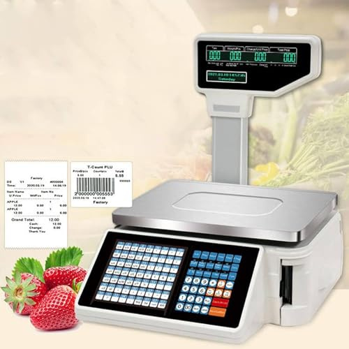 Räknevåg Med Dubbel Display, Kassaregistervåg, Etikettvåg, Prisberäkningsvåg, 30 Kg Digital Våg, Med Kassalåda Och Skanner, För Stormarknad/Detaljhandel, A