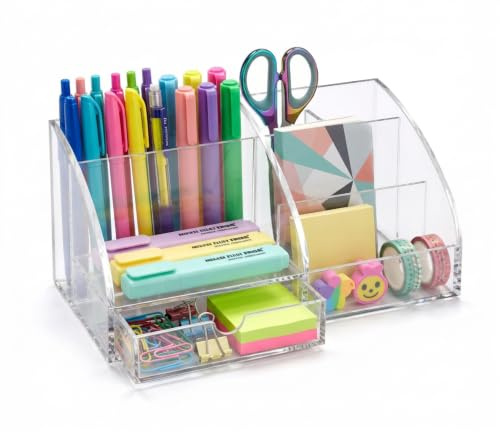 Osco AD01 Schreibtisch-Organizer aus klarem Acryl, Clear Acrylic