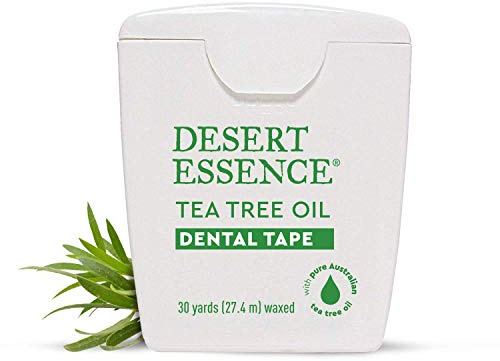 Desert Essence Tea Tree Oil Dental Tape - 30 Yards - Pack of 6 - Naturally Waxed w/Beeswax - Thick Flossing No Shred Tape - On The Go - Removes Food Debris Buildup - Cruelty-Free Antiseptic
