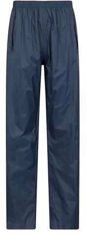 Mountain Warehouse Surpantalon Pakka pour Femmes - Imperméable, Respirant, Sac de Rangement, Ouvertures Scratch aux Chevilles - Voyage, Temps Humide Bleu Marine 36