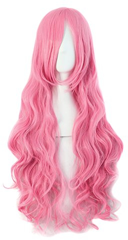 MapofBeauty 80cm/ 31 Pollice Lungo Ricci Donna Ricci Parrucche (Leggero Rosa)