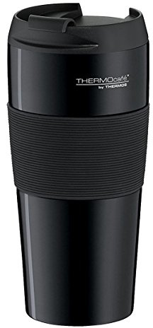 THERMOcafé PRO Thermobecher 0,40 l, 4 h heiß, für Auto, charcoal black | 8 h kalt, Kaffeebecher To Go, schwappsicher, spülmaschinenfest, Edelstahl-Isolierbecher für Uni, Schule & Büro, schwarz