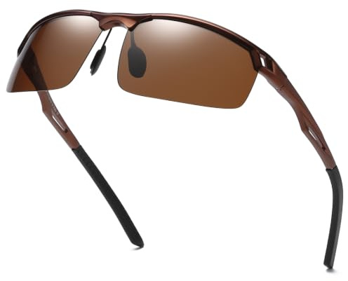 DUCO Retro Polarisierte Sonnenbrille für Herren Metall Fahrerbrille 8550 | 25g Ultraleichte Al-Mg Sportbrille für Männer, UV-Schutz Verspiegelt Linse Kat. 3, Verstellbare Nasenpads, Federscharnier