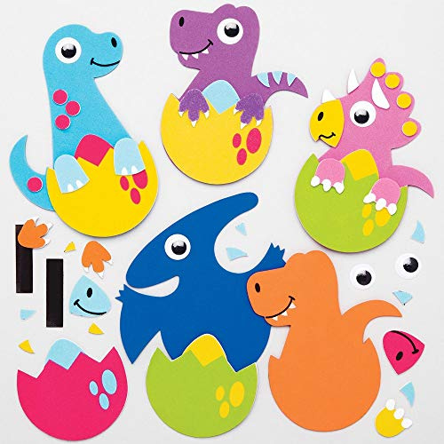 Baker Ross Dinosaurier-Ei-Magnet-Bastelsets, für Kinder-Kunsthandwerksprojekte (8 Stück), Mittel
