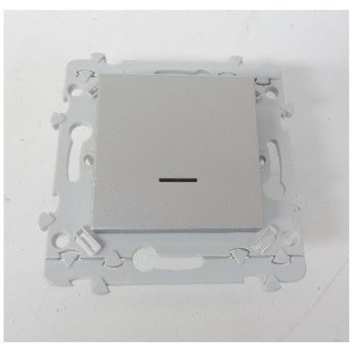 Interrupteur va-et-vient lumineux 10A couleur titane (sans voyant) bornes auto avec support sans plaque Essensya HAGER WE002T