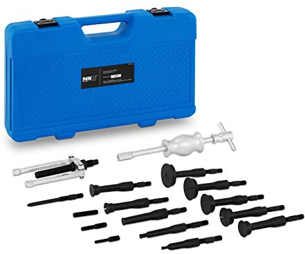 MSW Extracteur De Roulement Intérieur Arrache Moyeu De Palier À Prise Intérieure Coffret Démonte Chasse À Inertie 2 Griffes MSW-BP16.2 (Jeu De 16 Pièces, 8-58 mm, Acier, Extracteur, Mallette)
