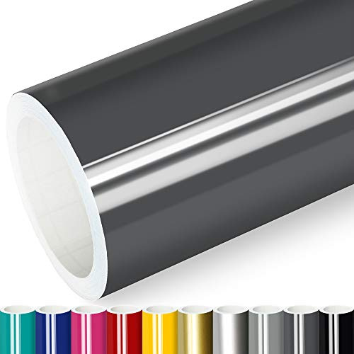 Actinium® Klebefolie 9€/m² Dunkel Grau Glanz | 5m x 0,31m selbstklebende Folie glänzend | Möbelfolie selbstklebend Küchenfolie Plotterfolie