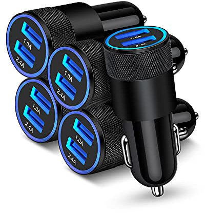AILKIN [5pcs] Car Charger Adapter, USB Multi Port Cigarette Lighter Fast Charging Power Block Plug for iPhone 17 16 15 14 13 Pro Max, Samsung Galaxy S25 S24 Ultra S8, 3.4A Dual Cargador Carro for Car