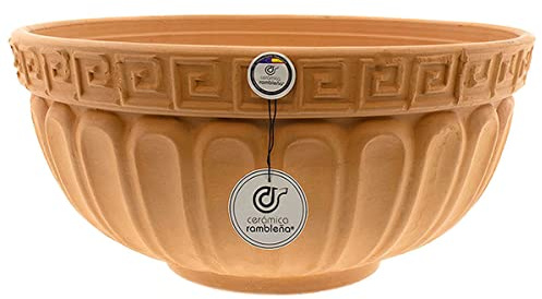 CERÁMICA RAMBLEÑA | Maceta Grande Original Exterior - Maceta Cuenco Terracota Modelo J36 42.5x42.5x19 cm