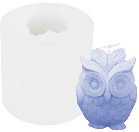 TROYSINC Silikon-Gießformen Eulen Form Silikon 3D Eule Kerzenform Seifengießform Tier Silikonform Epoxidharz Form Harzform 3D Eulen Form Für Fondant Kuchendeko, Kerze, Basteln (9,2 x 8,4 cm)