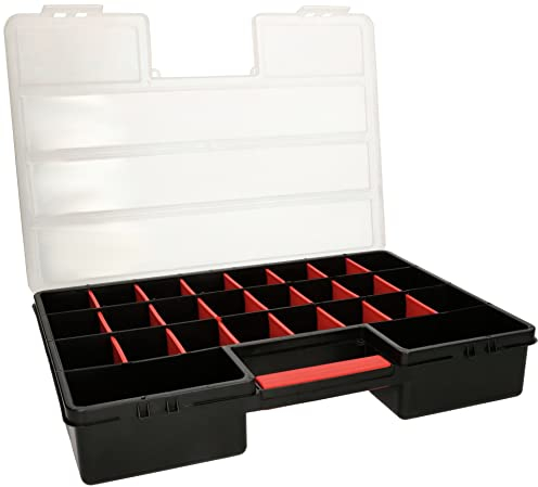 KOTARBAU® Caja clasificadora de 26 compartimientos, Organizador, estuche de piezas pequeñas, Caja organizadora de plástico con asa, Caja de tornillos, Caja surtida para accesorios de taller, Maletín