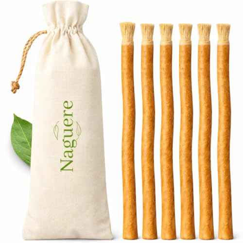 Siwak Naturel – 6 Batons de Miswak Sec + Pochon | Sans Conservateur & Écologique Sans Plastique | Dents Blanches & Haleine Fraîche | Disponible en Différentes Quantités