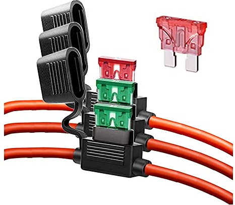 GUUZI 3pcs Portafusibili ATO 12AWG 32V con Fusibile Medio per Auto, Camion, Automotive, Nautica, Industria e Camper