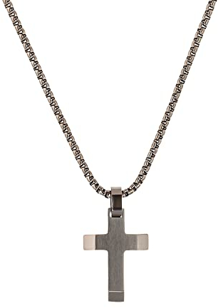 s.Oliver Kette mit Anhänger Edelstahl Jungen Kinder Halsschmuck, 40+3 cm, Silber, Kreuz, Kommt in Schmuck Geschenk Box, 2035807