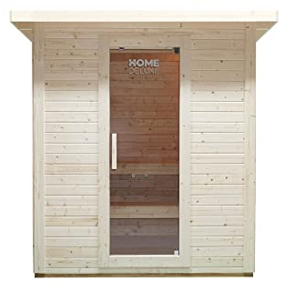 Home Deluxe - Outdoor Saunahaus TALO L - für 4 Personen - Maße: 221 x 217 x 221 cm, Holz: Fichtenholz - inkl. Saunaofen und Saunazubehör I Gartensauna, Außensauna, Sauna