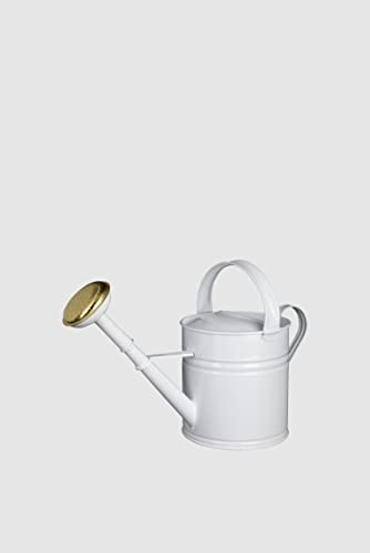 Arrosoir nostalgique - Verseuse d'eau - En forme de seau - En tôle d'acier laquée - Différents designs et couleurs - Arrosoir - 5 l - Blanc, 18 x 45 x 30 cm