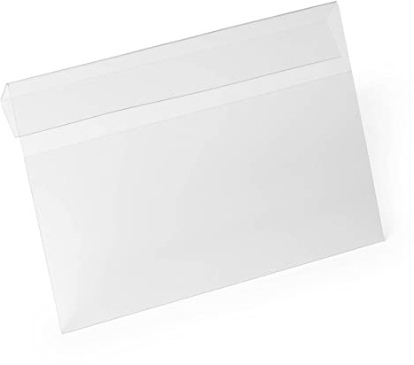 Durable Kennzeichnungstasche Hard Cover A5 quer, 10 Stück, transparent | Logistiktasche mit Falz zum Überhängen an Boxen, PET Hartfolie, scannertauglich, 210 x 148 mm Innenmaß