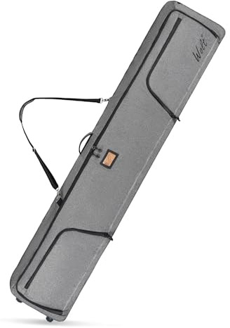 WOLT Rolling Ski Bag - Padded Snowboard Bag Carrier with Wheels for Air Travel, Fit to Double Pairs of Skis up to 175 or 190 cm
