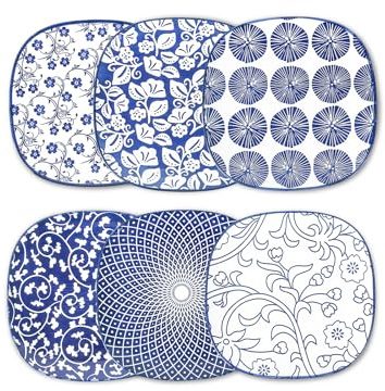 Selamica Porcelain Small Plates - 6 inch Dessert & Appetizer Plates, Microwave & Dishwasher Safe, Set of 6, Vintage Blue