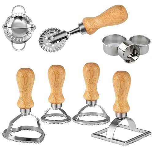 ZSMJAER 5 Stück Ravioli Ausstecher Set,Ravioli Ausstecher Teigtaschenrad Former,Ravioli Maker Stempel zum Knödel Kekse Nudel