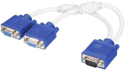 sourcing map VGA Splitter Kabel, VGA 2 weiblich zu VGA 1 männlich Kabel mit Ringadapter Monitor Konverter Videokabel für Projektor