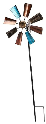 Kisangel European Style Iron Garden Decor Windmill Outdoor Courtyard Windmill Adornment for Wind Spinner and Landscape Decor