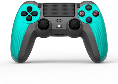 NK Mando para PS4 / PS3 / PC/Móvil Inalámbrico - Wireless Controller con 2-Shock, Función Detección 6 ejes, Luz LED, Panel Táctil, Entrada para Auriculares, Cable de Carga incluido - Azul
