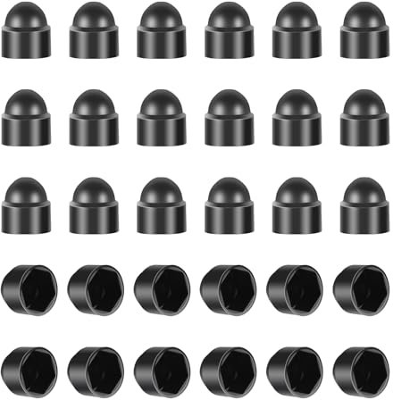 Molain 30Pcs Bolt Nut Protective Cap, Hexagonal Screw Cap Decorative Cover Black Dome Plastic Bolt Caps M6/M8 Fitting Caps for Protecting Hexagon Screws Bolts Hardware Accessories(M6X10mm)
