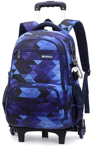 Yumenam Trolley Schulranzen Rucksack Schulrucksack Trolley Schultrolley 6 Räder Jungen Schultasche Wasserdichter Rucksack Lässige Daypack Schultrolley Ideal für Schule und Reise