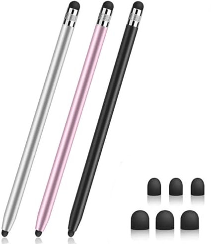 3 Pièces Stylet Universel pour écrans tactiles, 2 en 1 Stylo Tablette Ecran Tactile, Stylos pour écrans tactiles Para Tablette et Téléphones Portables, Stylo Compatible avec iPad, iPhone, Samsung