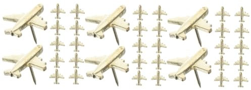HAPINARY 36stücke Dekorative Pushpins Flugzeugform Kreative Dreidimensionale Reißzwecken Für Pinnwände Karten Und Fotoanwendungen Goldfarben Für Zuhause Und Büro