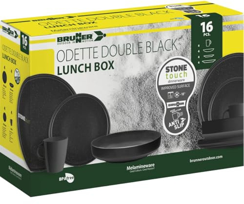 Brunner - Campinggeschirr Lunch Box Odette Double Black 16-teilig