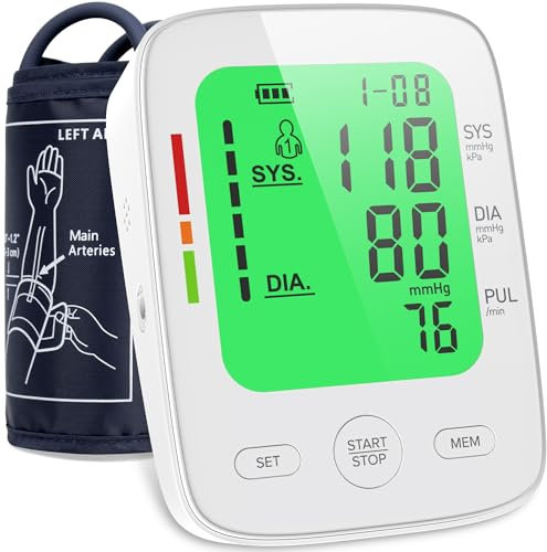 Medical Blood Pressure Machine for Home Use, Upper Arm 22-42cm Large Cuff Blood Pressure Monitors, LCD Digital Display | 2 * 99 Sets Memory | Heart Rate Monitor