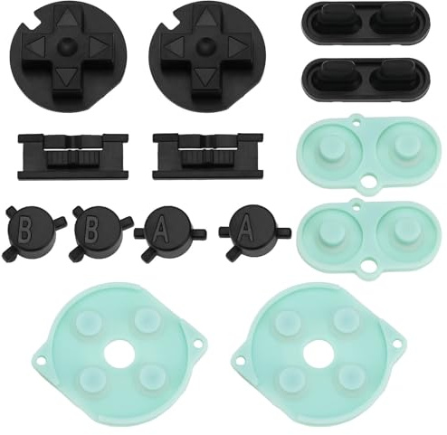 EMSea Leitfähige Tasten aus Silikongummi, kompatibel mit Game Boy Color/Gameboy GBC Power On/Off-Taste, Hellgrün + Schwarz, 2 Sets
