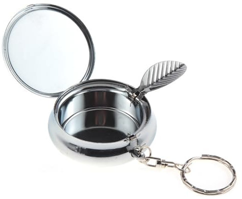Mini cendrier circulaire portable, cendrier de poche avec porte-clés et éteignoir à cigarettes, cendrier de véhicule en métal, cendrier pour voyage en plein air