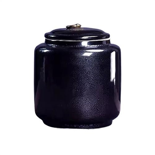 Barattolo di latta per tè in stile retrò cinese smaltato, grande barattolo sigillato per foglie di tè sfuso, contenitore decorativo per alimenti in porcellana (nero)