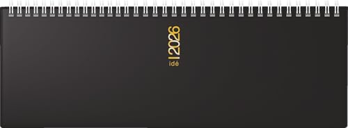 rido/idé Agenda semainier 2026 transversal, en plastique, noir, 307 x 105 mm