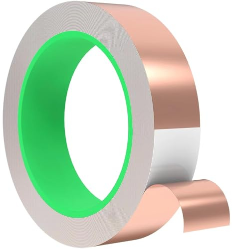 Geroony Kupferband Gegen Schnecken, 20m*30mm Beidseitig Leitende EMI Kupferfolienband, Schneckenschutz Kupferband für Hochbeet Pflanzen, Kupferband Selbstklebend Schneckenabwehr, Schneckenband Kupfer