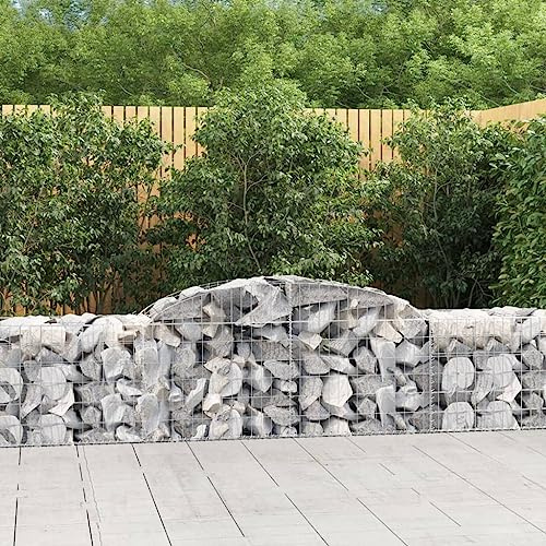 HaoChrymec Gabion à Arceau Haut with Fer Galvanisé, Design Robuste, Panier à Pierre, Jardinière à Gabion, Parterre Surélevé en Gabion, Cage en Métal, 300 x 50 x 60/80 cm