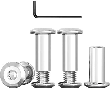 10 Stück Verbindungsschrauben M6 x 25 mm, Edelstahl A2 V2A, Möbelschrauben Hülsenmutter mit Innensechskantschlüsseln, Möbelverbinder Schrankverbinder Eignen Sich zum Verbinden von Holzbrettern