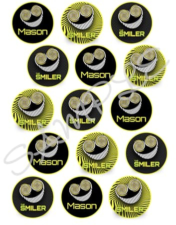 Personalised Smiler Themed Edible Cupcake Toppers x 15 5cm Alton Towers
