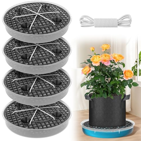 LUYITOM 4 Stück Selbstbewässernder Stofftopf Untersetzer, 30 cm | Automatisches Bewässerungssystem für Topfpflanzen Stofftopf Gärten