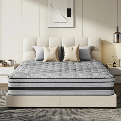 gunugu Queen Mattress,12 Inch Queen Size Mattress in a Box,Memory Foam Hybrid Queen Mattresses with Individual Pocket Springfor Motion Isolation&Silen