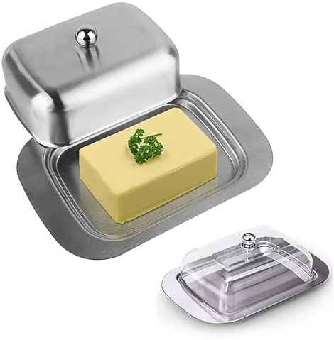 Mantequillera,Butter Dish Mantequera de acero inoxidable con tapa - Recipiente sólido for queso/mantequilla Caja almacenamiento for mantequilla, queso y cocina