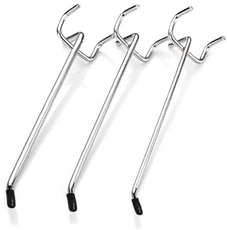 Wohegyy pegboard Hooks, 6 inch Heavy Duty Peg Board Organizer Accessories,Metal Hooks for pegboard,peg Board Hooks for Hanging for 1/4 Pegboard Hanging Tools Garage (60 Pack)