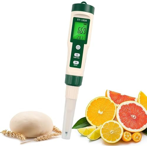 Misuratore di pH professionale per alimenti con sonda di temperatura, alta precisione ± 0,1 pH, compensazione automatica della temperatura, ideale per test di pasta, acqua, formaggio e carne